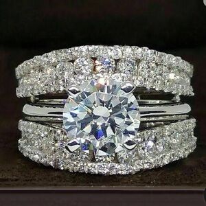 2Ct White Round Stone Solitaire Ring w/ Wrap Enhancer In 925 Sterling Silver.